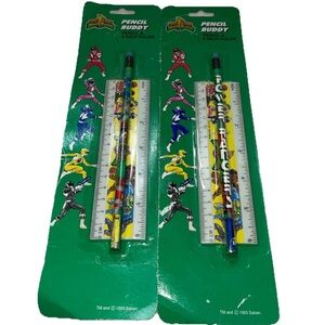 Power Rangers 1993 Pencil Buddy Pencil & 6" Ruler Saban New-Lot of 2